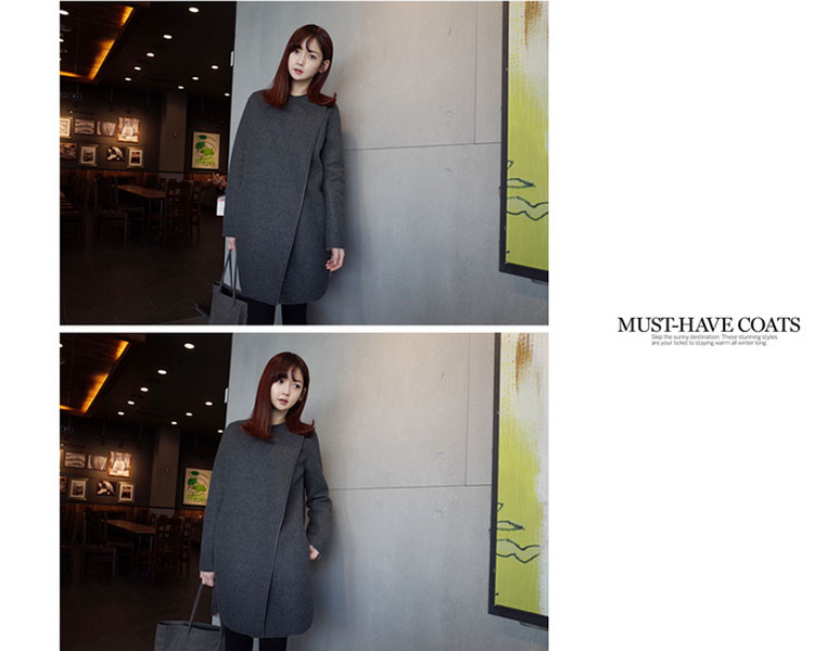 เสื้อโค้ทกันหนาว สีเทาขาว ทรงยาวผ่าข้าง ด้านนออกเป็นผ้าวูลผสมสักกะหลาด ขอบด้านในเป็นผ้าสำลี บุซับในกันลม พร้อมส่งจ้า