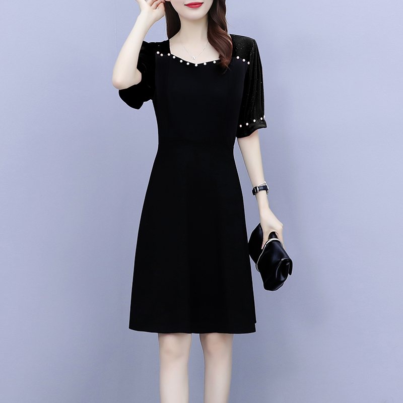 เดรสคนอ้วน เดรสสาวอวบ ชุดเดรสคนอ้วนวัยรุ่นแขนสั้น BY PLUS SIZE Girl