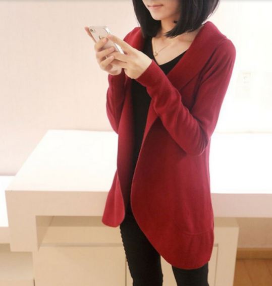 เสื้อไหมพรม ผ้าผสม เสื้อคลุม แขนยาว เสื้อ แจ็คเก็ต ใส่ทำงาน สี Red wine เทรนด์ ปี 2015 ใส่เที่ยว ใส่เรียน เสื้อคลุมกันหนาว สไตล์ ผู้บริหาร 456604_6