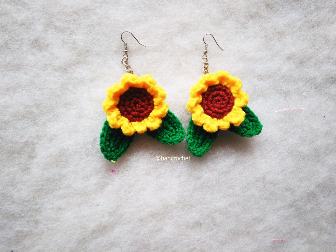 ต่างหูถักโครเชต์ crochet earrings หลากสี 5 นิ้ว