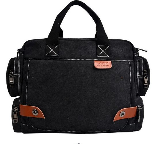 กระเป๋าสะพายข้าง กระเป๋า ผ้าแคนวาส ใส่เอกสาร ใส่ Notebook กระเป๋าอเนกประสงค์ แนวเซอร์ ๆ ใช้ได้ทุกสถานการณ์ สีดำ น้ำตาล หลากสี 528113