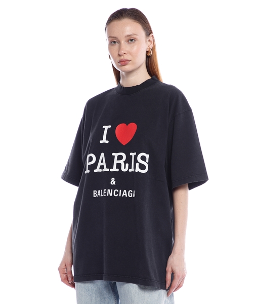 Balenciaga Black I Love Paris Logo T Shirt