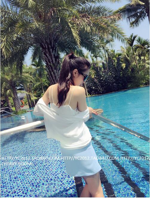 เสื้อสายเดี่ยวสุด sexy แต่งสายโชว์หลัง ผ้าชีฟอง 2 ชั้น