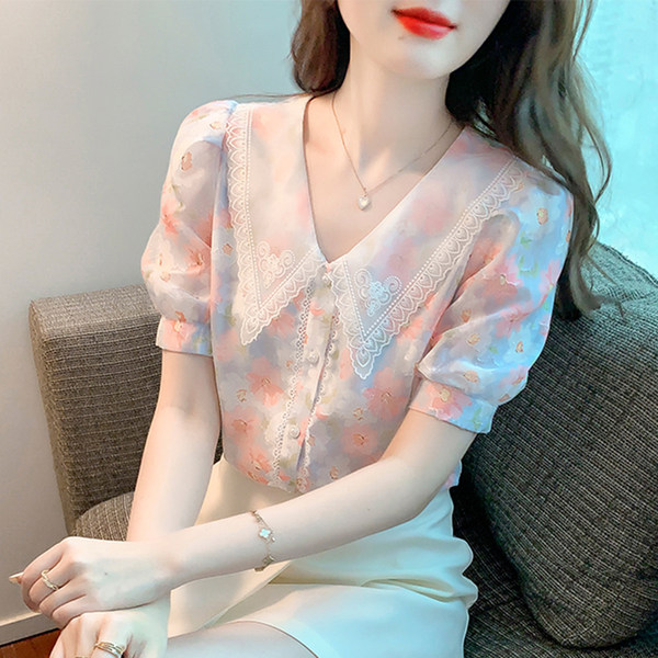 เสื้อลูกไม้ แขนสั้น