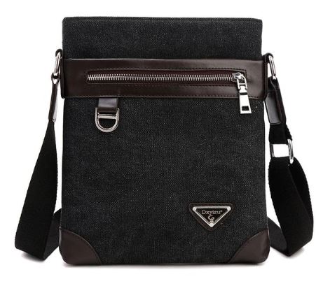 กระเป๋าสะพายข้างผู้ชาย ขนาดกลาง กระเป๋าสะพายผ้าแคนวาส แบบไม่มีฝาปิด ใช้ง่าย กระเป๋าสะพายข้างผู้หญิง ผู้ชายใช้ได้ สีน้ำตาล น้ำเงิน 607366