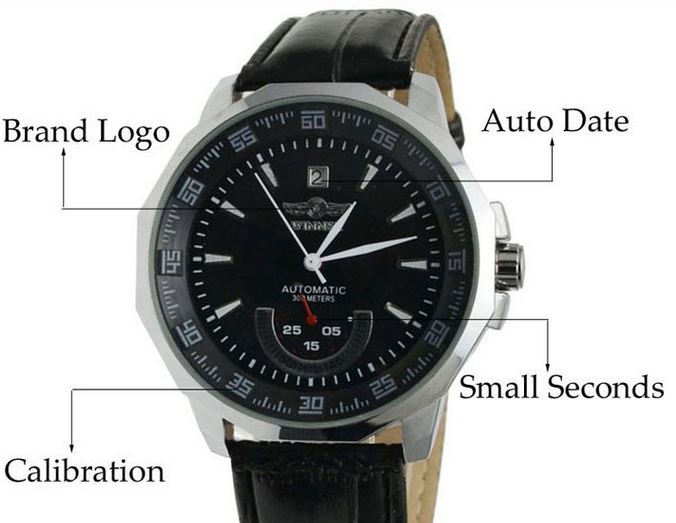 นาฬิกาข้อมือผู้ชาย โชว์กลไก Automatic watch สายหนังแท้ สีดำ ทนทาน มีระบบปรับ วันที่อัตโนมัติ no 906017
