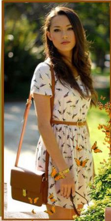 เดรสใส่ทำงาน แขนสั้น ลาย print รูปนก แบบสวยมาก ๆ ค่ะ no 34150