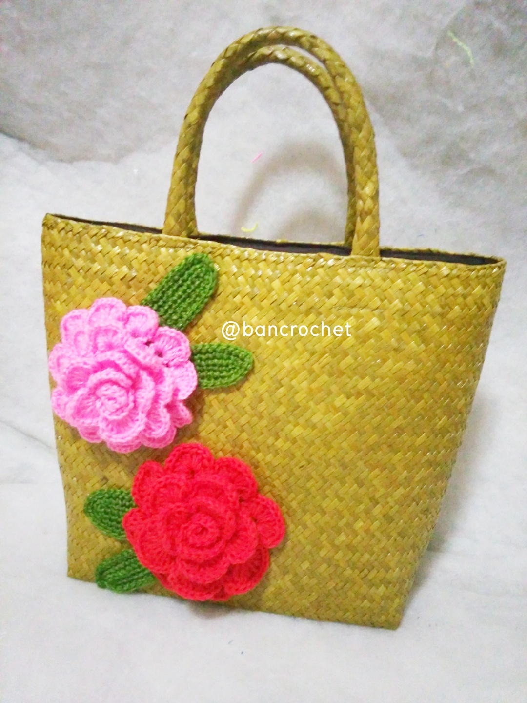 กระเป๋ากระจูดสาน ขนาด 11*5*10 นิ้ว basket weave bags น้ำตาล 11*5*10