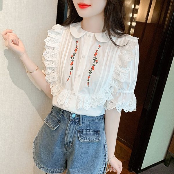 เสื้อลูกไม้ แขนสั้น