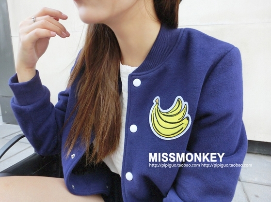 พร้อมส่ง - เสื้อคลุมกันหนาว เบสบอล กล้วย ผ้านิ่มสุดๆ สีกรมท่า