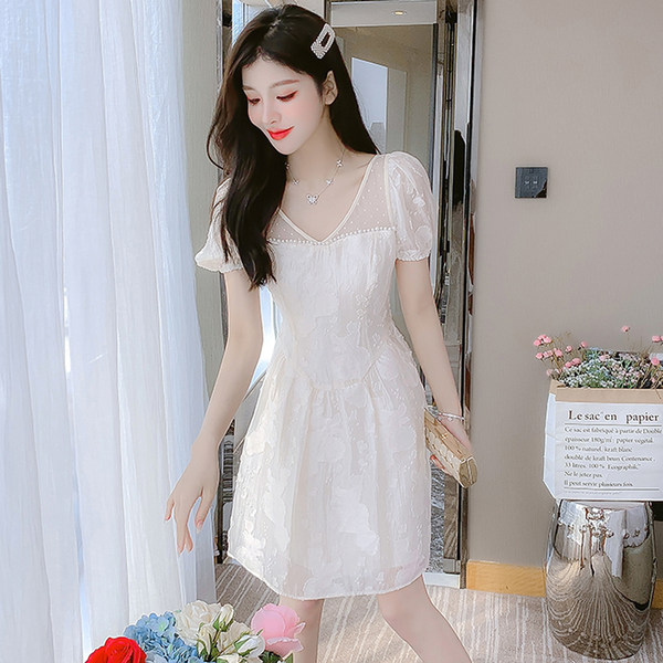 เดรสลูกไม้ เดรสชีฟองสวยๆ แขนสั้น By Meiyi women's clothing