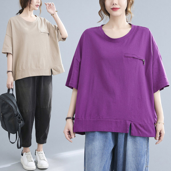 เสื้อยืดคนอ้วน สไตล์ญี่ปุ่น เสื้อยืดคนอ้วนผู้หญิง เสื้อทีเชิ้ตตัวใหญ่