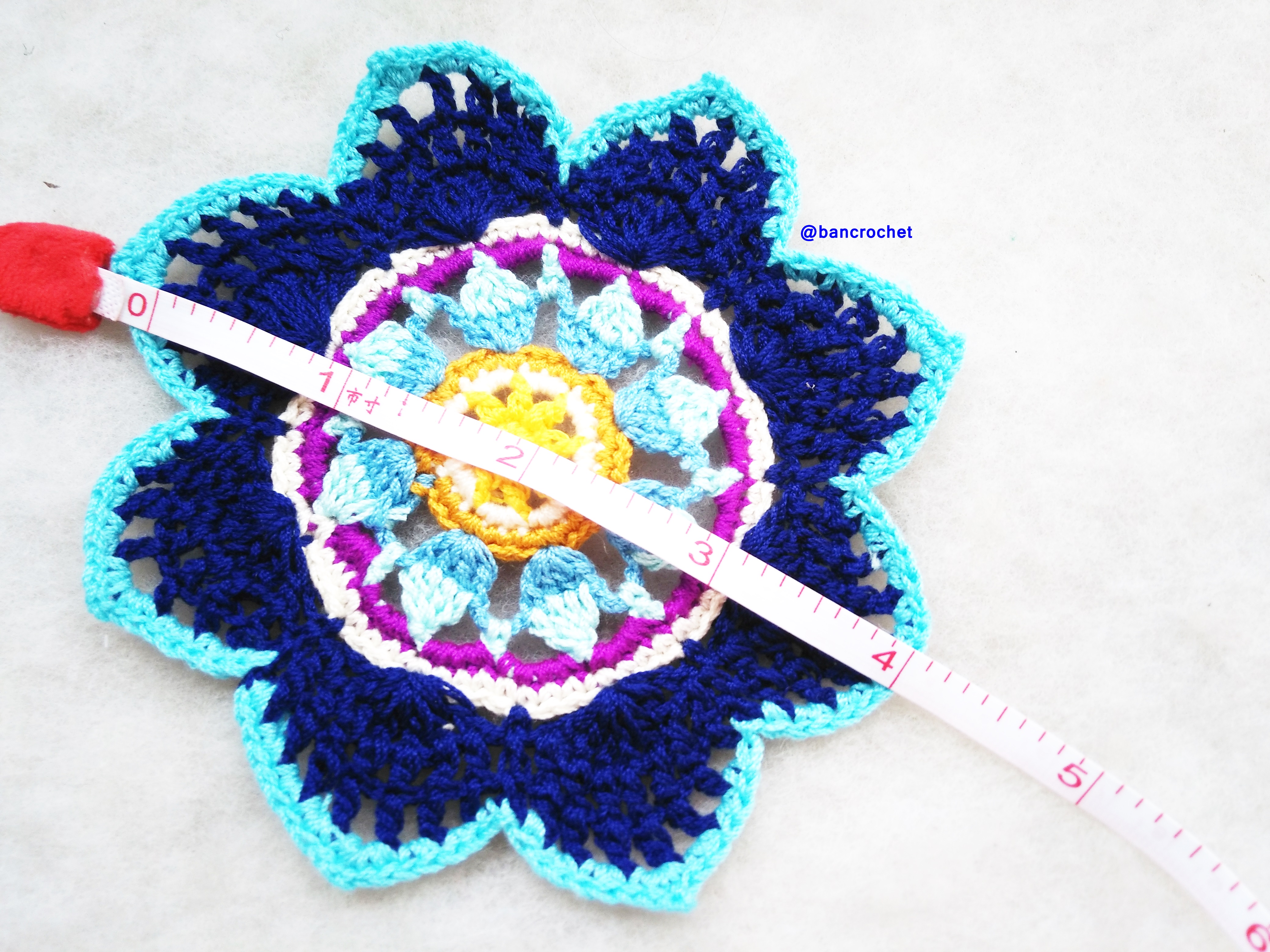 Bancrochet ที่รองแก้วถักโครเชต์ crochet coasters หลากสี 4 นิ้ว