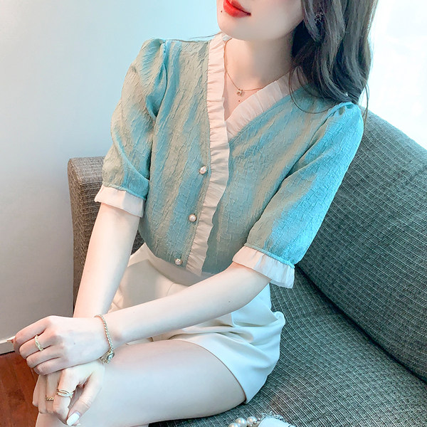 เสื้อลูกไม้ แขนสั้น