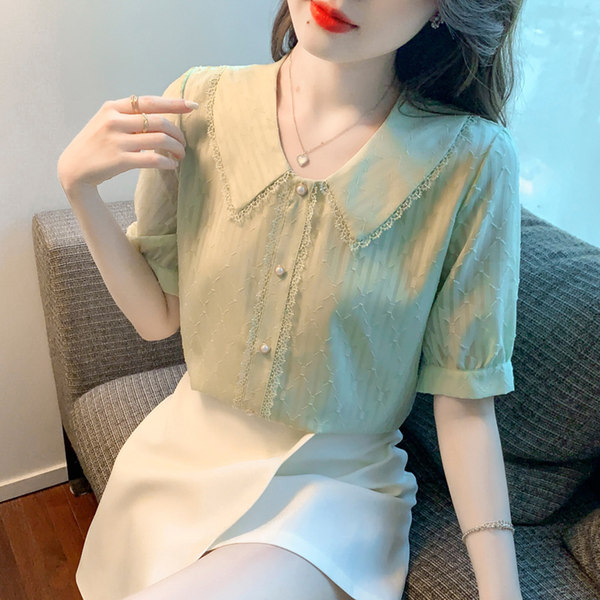 เสื้อลูกไม้ แขนสั้น