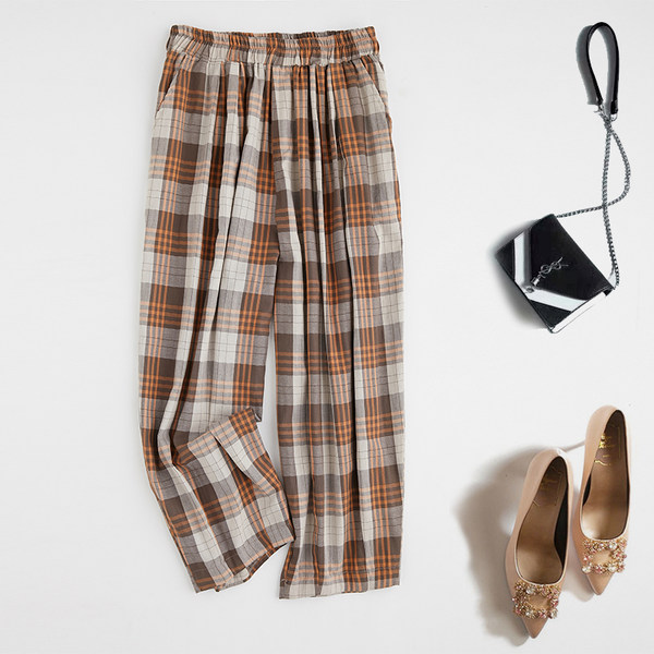 กางเกงผ้าลินิน กางเกงขายาว กางเกงผ้าลินินญี่ปุ่น กางเกงผ้าลินิน เอว ยางยืด By LZcotton and linen