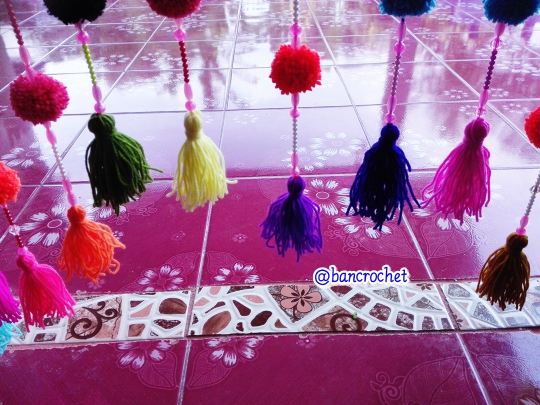 Bancrochet ม่านประตูโครเชต์ มู่ลี่ฉากกันห้อง crochet door hanging หลากสี 75*160 cm
