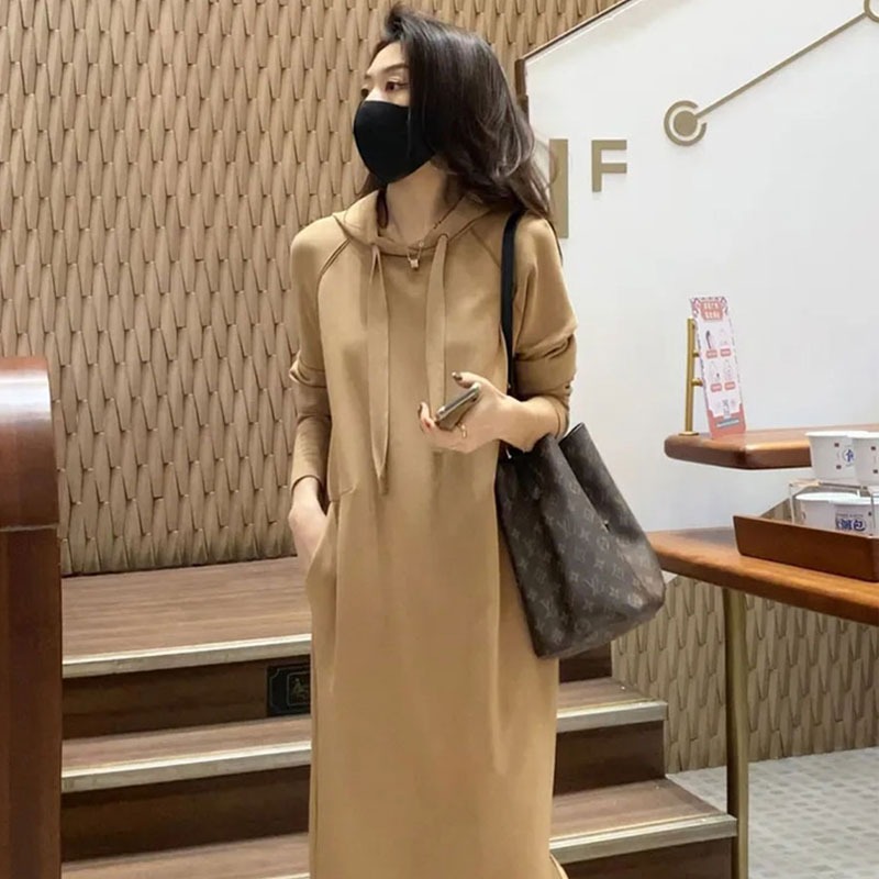 ชุดเดรสคนอ้วนแขนยาว ชุดเดรสคนอ้วนสไตล์เกาหลี เดรสแขนยาว