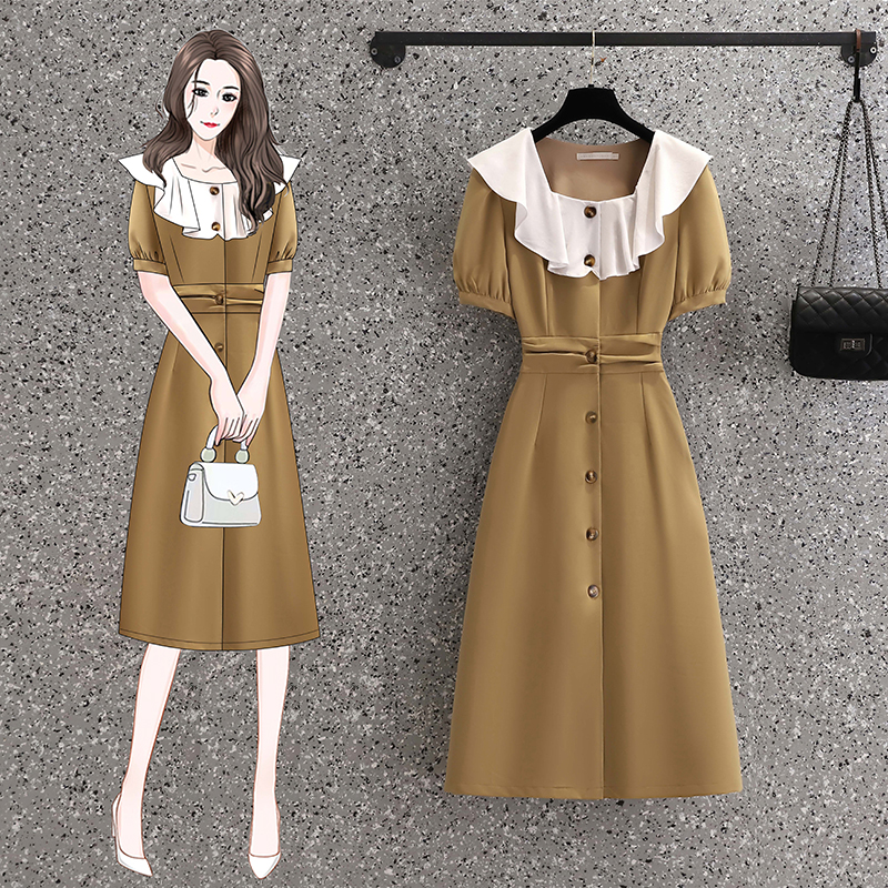 เดรสแขนสั้น มีไซส์ L-4XLอก 38-47 นิ้ว ใส่ได้ทั้งสาวหุ่นดีน่ารักจนถึงสาวอวบพลัสไซส์