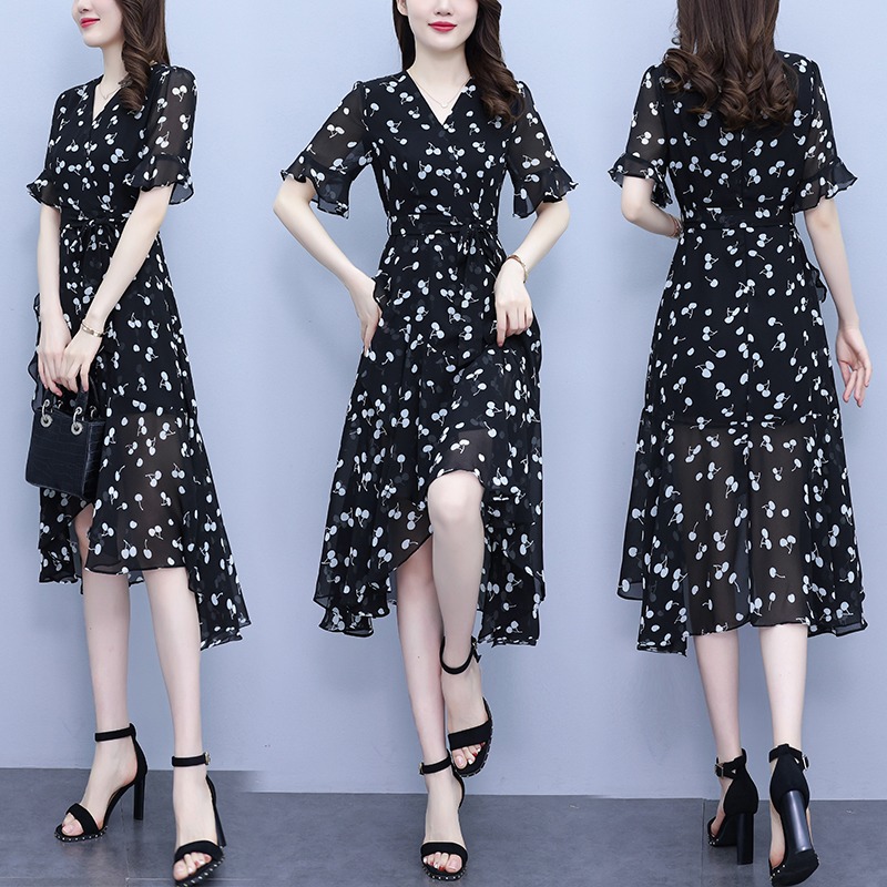 เดรสแขนสั้น มีไซส์ L-5XLอก 38-48 นิ้ว ใส่ได้ทั้งสาวหุ่นดีน่ารักจนถึงสาวอวบพลัสไซส์