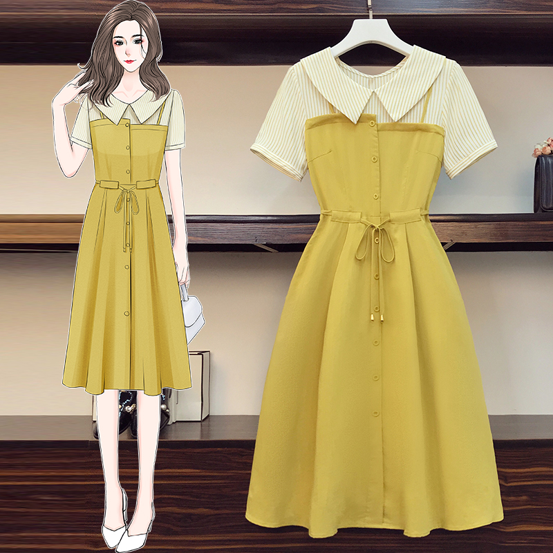 เดรสแขนสั้น มีไซส์ L-4XLอก 38-47 นิ้ว ใส่ได้ทั้งสาวหุ่นดีน่ารักจนถึงสาวอวบพลัสไซส์