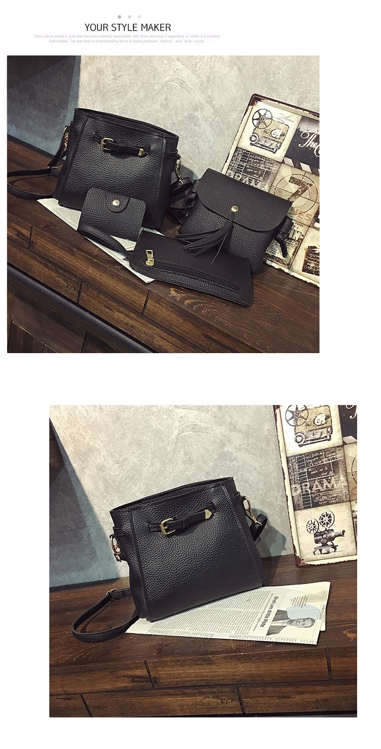 ซื้อ 1 ได้ถึง 4 กระเป๋าสะพายหนังทรงสวย + กระเป๋าใบเล็ก สีดำ พร้อมส่ง black