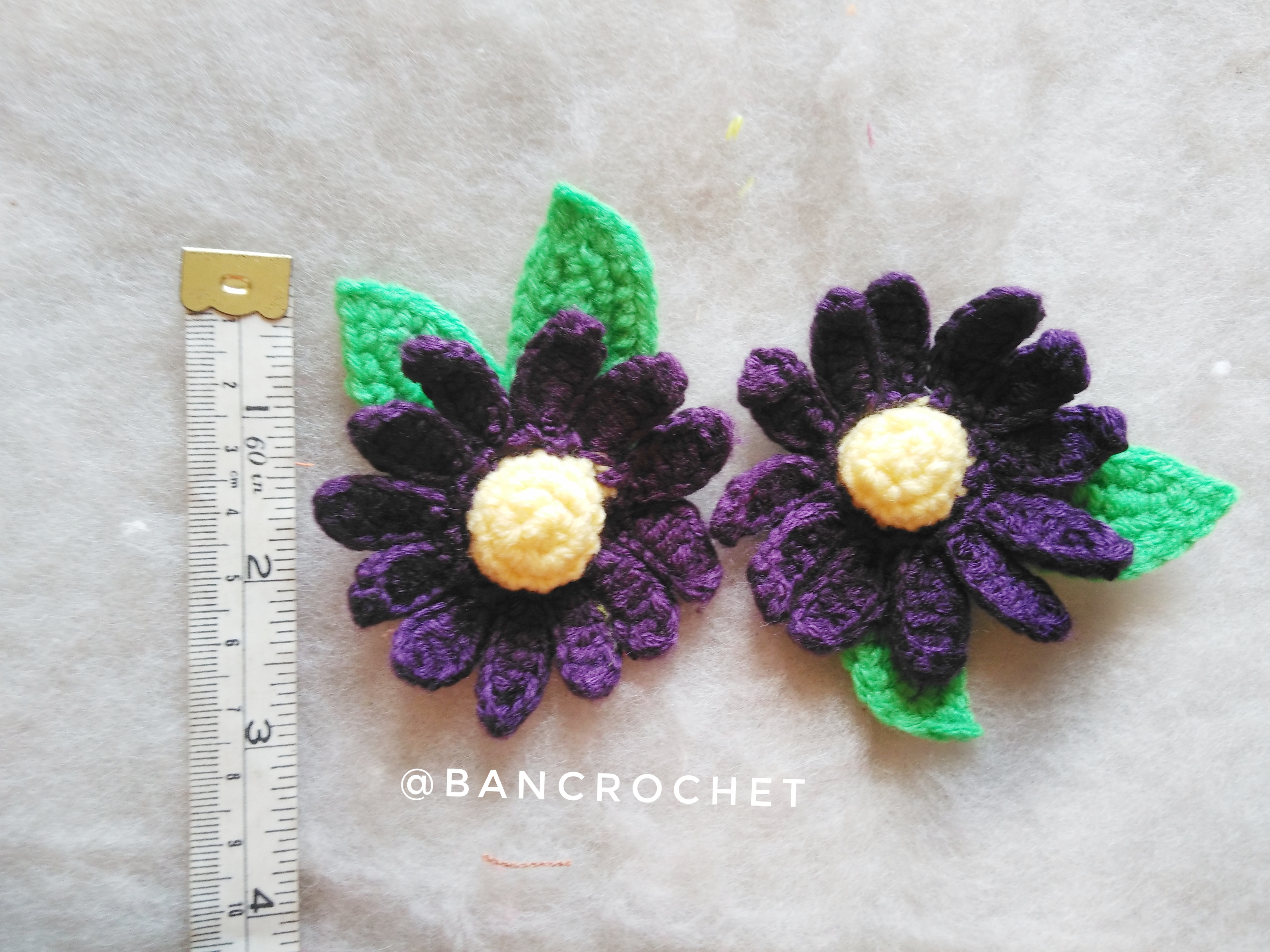 Bancrochet ดอกดาวกระจายสีม่วงเข้ม Dark Purple Sulfur Cosmos flowers ม่วงเข้ม 3 นิ้ว/inches