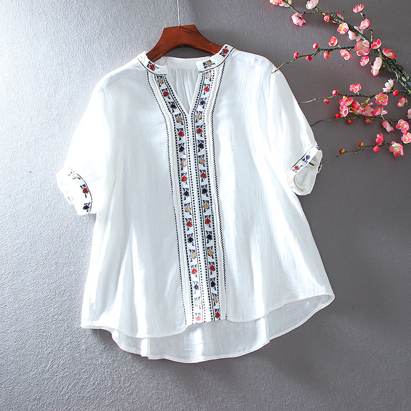 เสื้อลินิน เสื้อผ้าฝ้ายลินิน เสื้อเชิ้ตผ้าลินิน ปักลายสวยๆด้วยด้าย สไตล์VINTAGE BY Dreamroom