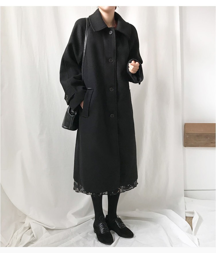OverCoat เสื้อโค้ทยาวกันหนาว สไตล์ญี่ปุ่น แบบเรียบๆ ผ้าวูลผสมเนื้อดี บุซับในกันลม พร้อมส่ง