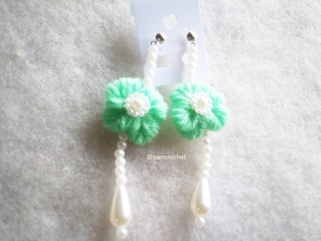 Bancrochet ต่างหูถักโครเชต์ crochet earrings หลากสี 4-6 นิ้ว