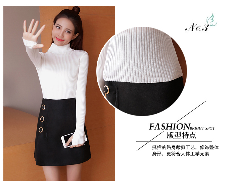 สีขาว : เสื้อสเวตเตอร์ ไหมพรมคอเต่าพับได้ ผ้าร่อง ยืดได้เยอะ หุ้มถึงมือ พร้อมส่ง