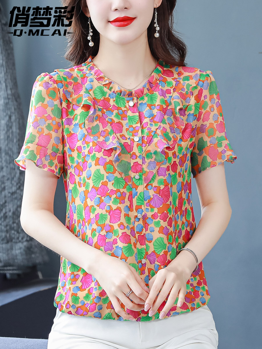 เสื้อชีฟอง เสื้อแฟชั่นสุภาพสตรีวัยผู้ใหญ่ มีไซต์ อก34นิ้ว-43นิ้ว