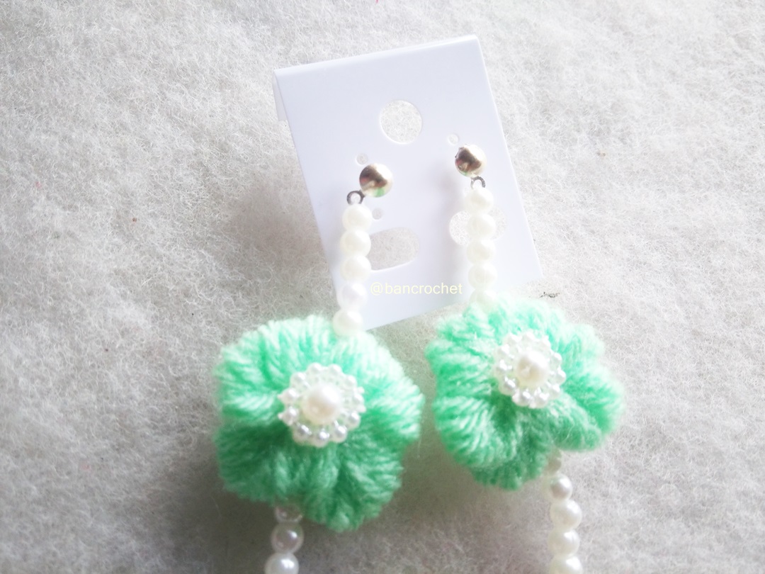 Bancrochet ต่างหูถักโครเชต์ crochet earrings หลากสี 4-6 นิ้ว