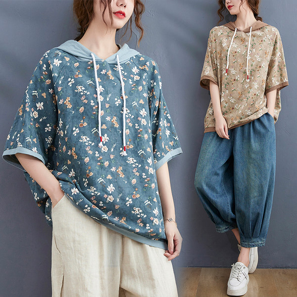 เสื้อลินินคนอ้วน เสื้อทีเชิ้ตคนอ้วนผู้หญิง เสื้อทีเชิ้ตตัวใหญ่ By Literary Plus size