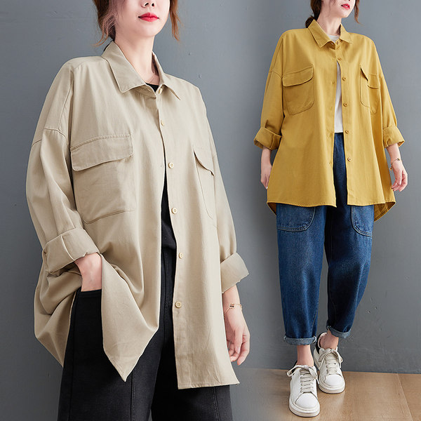 เสื้อทีเชิ้ตคนอ้วนผู้หญิงสไตล์คอตตอนลินินมีไซต์อก 47-48 นิ้ว