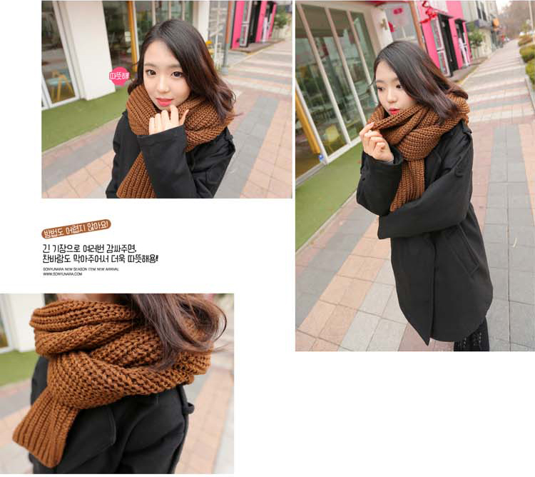 ผ้าพันคอไหมพรม เกาหลี สีน้ำตาล มิกกับชุดไหนก็สวย ใส่ได้ทั้งผู้ชายและผู้หญิง พร้อมส่ง