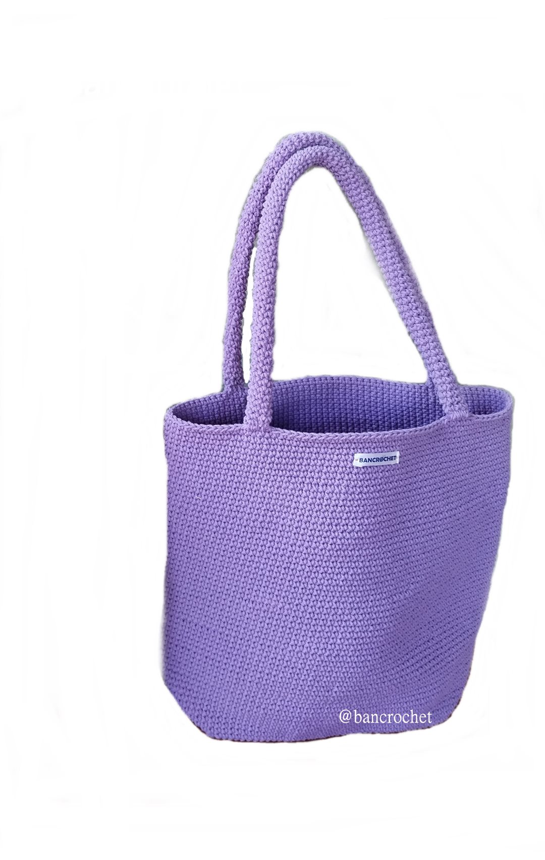 Bancrochet กระเป๋าถักโครเชต์ crochet bag ม่วง 29*30*9 สาย 22 cm
