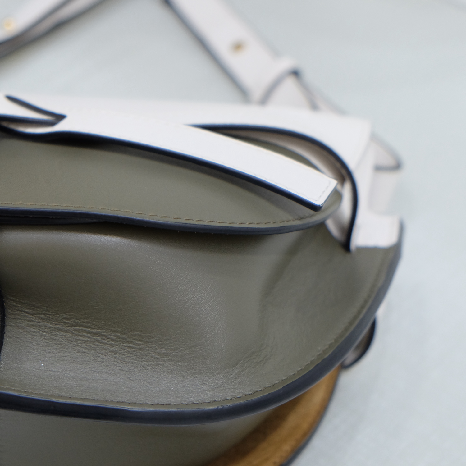 Loewe White/Khaki Calf Leather Small Gate