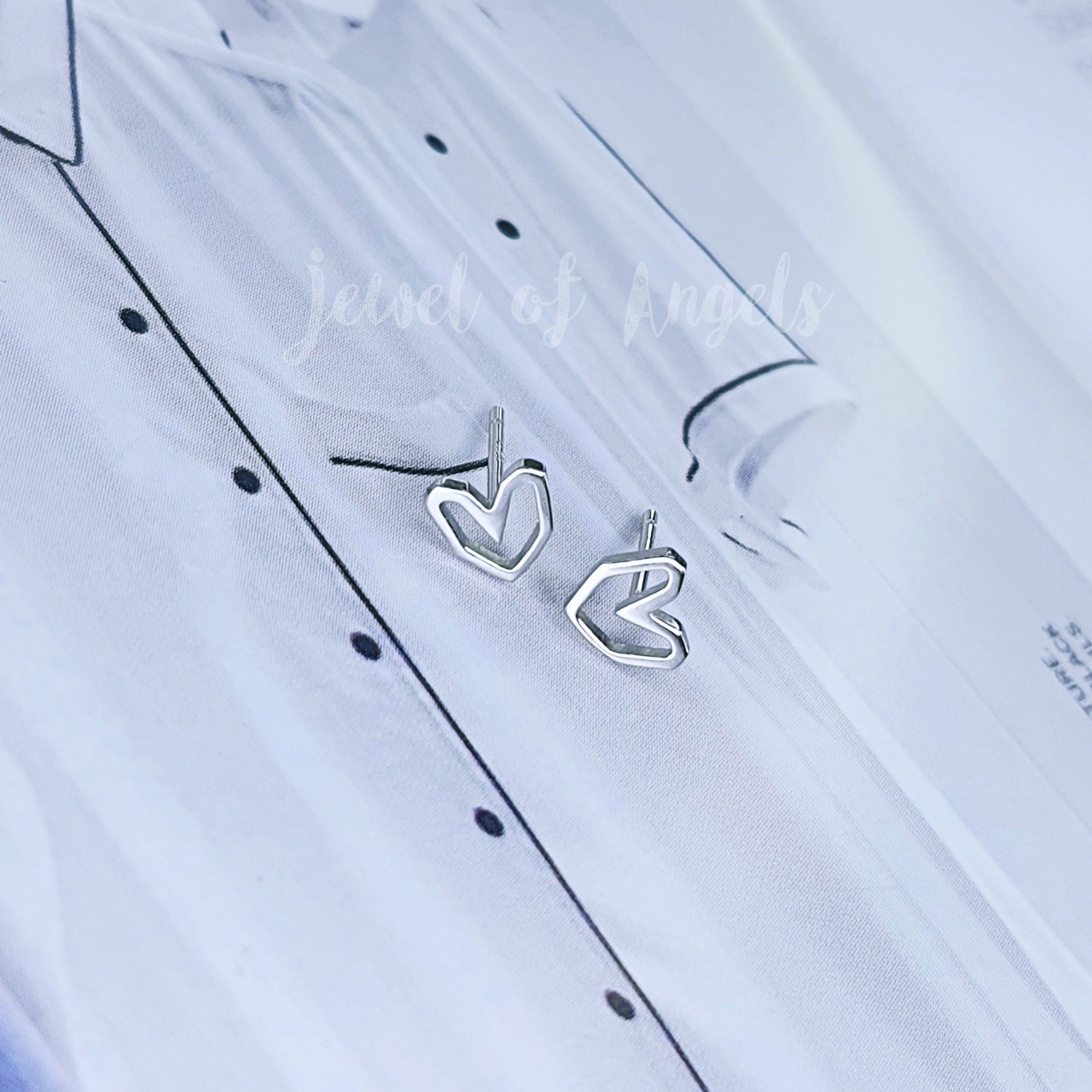 ต่างหูเงินแท้ S925 รุ่น Hearty ต่างหูแป้นรูปหัวใจขอบเหลี่ยม สีเงิน เงินแท้ทั้งชิ้น Silver925 ต่างหูผู้หญิง ตุ้มหูเงินแฟชั่น