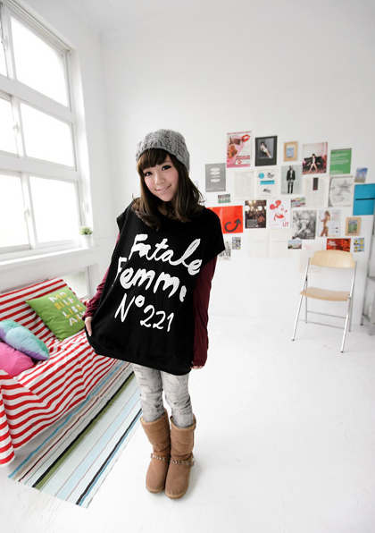 เสื้อยืดเกาหลี เสื้อยืดสกรีนตัวหลวม มี 2 ชิ้น