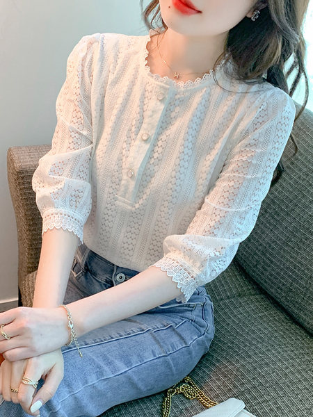 เสื้อลูกไม้ แขนสั้น