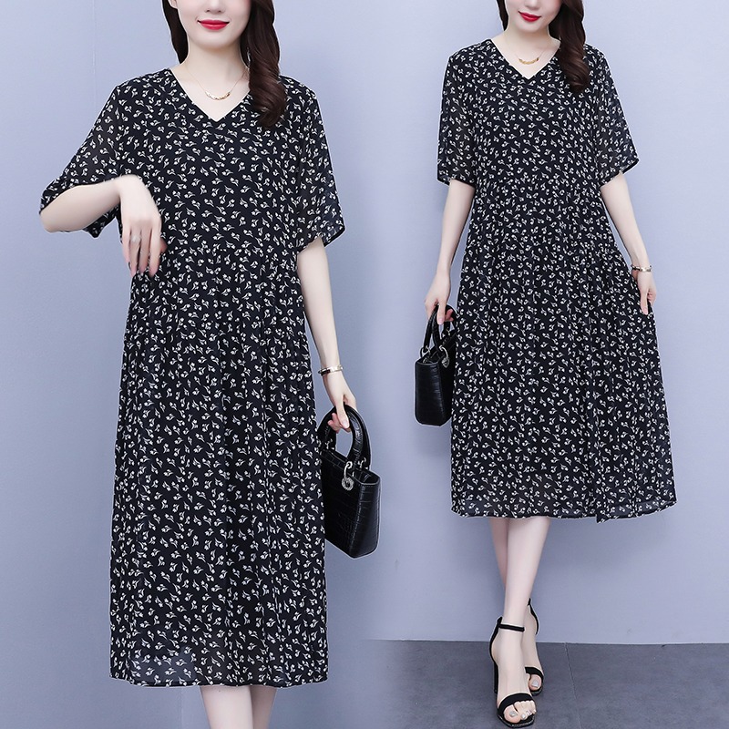 เดรสแขนสั้น มีไซส์ L-5XLอก 38-48 นิ้ว ใส่ได้ทั้งสาวหุ่นดีน่ารักจนถึงสาวอวบพลัสไซส์