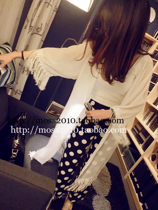 เสื้อคลุมชีฟองสีขาว แต่งงานถักช่วงปลายแขนและปลายชุด หวานๆ งานดีเลยจ้า white