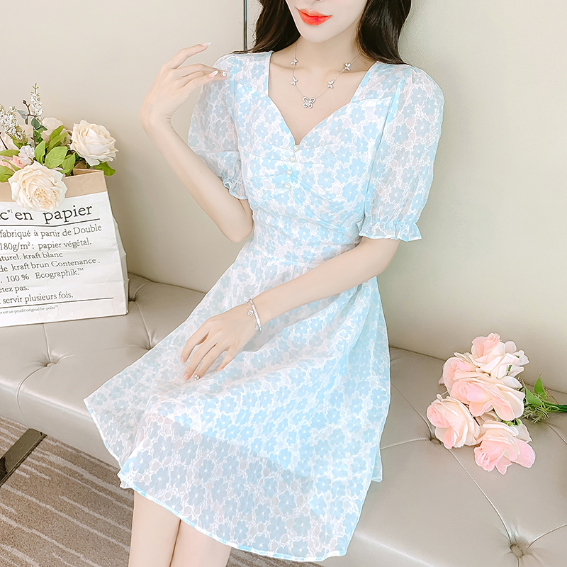 เดรสลูกไม้ เดรสชีฟองสวยๆ แขนสั้น By Meiyi women's clothing