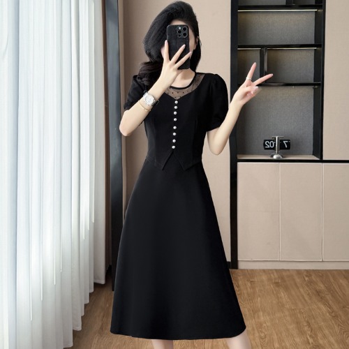 เดรสสีดำ ชุดเดรสคนอ้วน ชุดเดรสสาวพลัสไซส์ XL-5XL