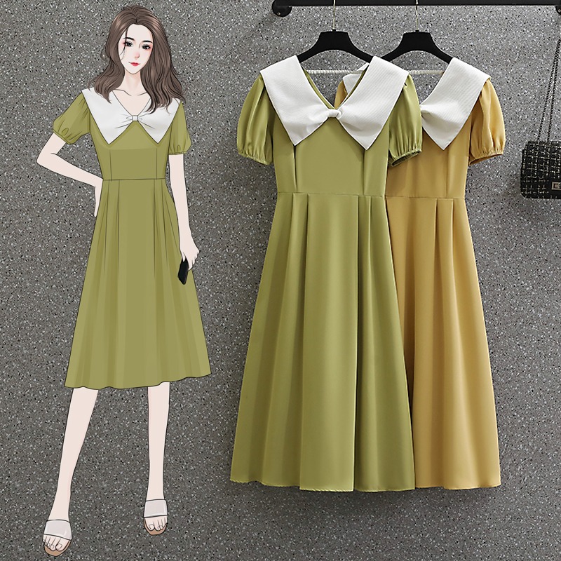 เดรสแขนสั้น มีไซส์ L-4XLอก 38-47 นิ้ว ใส่ได้ทั้งสาวหุ่นดีน่ารักจนถึงสาวอวบพลัสไซส์