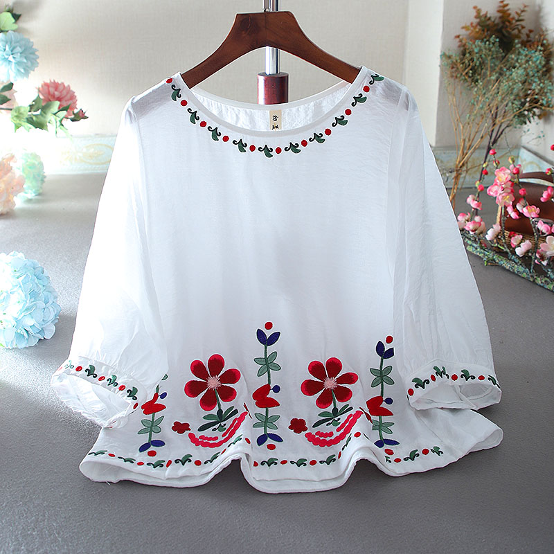 เสื้อลินิน เสื้อผ้าฝ้ายลินิน เสื้อเชิ้ตผ้าลินิน ปักลายสวยๆด้วยด้าย สไตล์VINTAGE BY Dreamroom