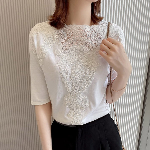 เสื้อลูกไม้ แขนสั้น
