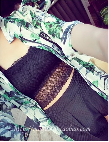 เสื้อครึ่งตัว แต่งลูกไม้ทั้งตัว เซ็กซี่ พร้อมส่ง ยืดหยุ่นใส่สบาย black,white