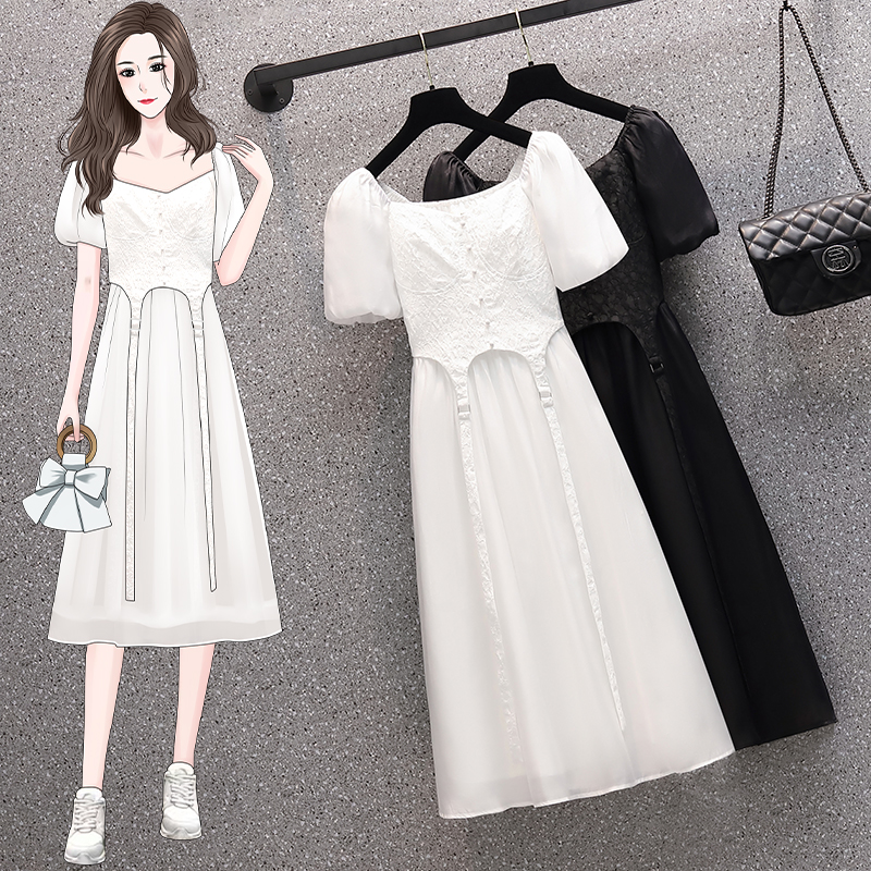 เดรสแขนสั้น มีไซส์ L-4XLอก 38-47 นิ้ว ใส่ได้ทั้งสาวหุ่นดีน่ารักจนถึงสาวอวบพลัสไซส์